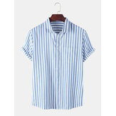Mens Striola Practical Pocket Breathable Short Sleeve Casual Shirts