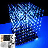 دي ويفي أب 8x8x8 3d ضوء Cube كيت الأزرق ليد mp3 الموسيقى الطيف الإلكترونية كيت لا الإسكان