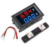 Voltímetro amperímetro digital miniatura de doble pantalla LED azul rojo de 0,56 pulgadas, corriente de voltaje de amperio de 100V CC 50A, medidor de corriente de paneles