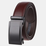 Men Genuine Leather Business Simple Double Ratchet Automatic Buckle Alloy Buckle Belt