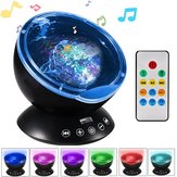 Remote Control Ocean Wave Projector 12 LED Colorful Stage Light with Mini Music Player for Bedroom