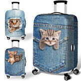 Honana Denim 3D Cute Cat Dog Elastic Luggage Cover Trolley Case Cover Warm Travel Suitcase Protector
