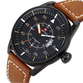 NAVIFORCE 9044 Military Style Date PU Leather Quartz Men Wrist Watch