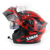 Capacete de motocicleta SOMAN 955 Bluetooth estilo Full Face com viseiras duplas com fones de ouvido BT