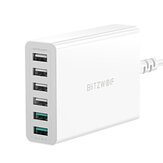 BlitzWolf® BW-S15 60W 6-Ports USB Charger Dual QC3.0 Desktop Charging Station Smart Charger EU Plug Adapter