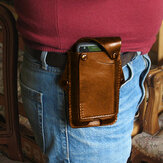 Men EDC 6.3''Inch Genuine Leather Phone Bag Case Belt Bag