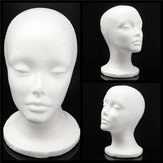 Mousse Styromousse Mannequin Cap Cheveux Perruque Affichage Titulaire Femelle Tête Modèle Chapeaux Bijoux