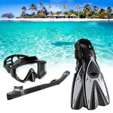HHAOSPORT 3PCS/Set Snorkel Mask Swimming Goggles + Underwater Breathing Tube + Diving Fins Diving Equipment