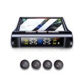 T240 TPMS Solarbetriebenes Reifendrucküberwachungssystem für Autos Universaltester Drahtloses LCD-Display mit 4 externen Sensoren