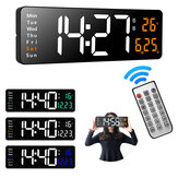 AGSIVO 16-calowy cyfrowy zegar ścienny z dużym wyświetlaczem LED, pilotem / automatyczną regulacją jasności / temperaturą wewnątrz / datą / dniem tygodnia / 12/24H do domu, biura lub klasy