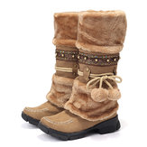 LOSTISY Large Size Fluffy Keep Warm Winter Snow Boots