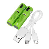 2PCS SMARTOOOLS USB充電式AA / No.5 Ni-MHバッテリー
