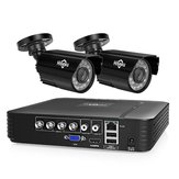 Hiseeu HD 4-kanałowy rejestrator DVR AHD 1080N 5 w 1 zestaw systemu monitoringu CCTV 2 szt. kamer wodoszczelnych 720P AHD z funkcją IR P2P