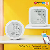 Sensor de temperatura e umidade digital inteligente MoesHouse Tuya ZIGBE com display LCD Higrômetro Termômetro Controle remoto de dados pelo aplicativo Compatível com Amazon Alexa e Google Home