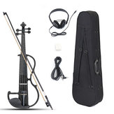 Violino elétrico em madeira de tília tamanho 4/4 com cordas de liga, fone de ouvido e estojo para iniciantes em violino