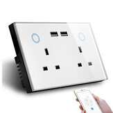 MAKEGOOD 2 Gang WIFI Smarte USB-Steckdose UK Stecker 15A Strom Touch-Schalter Kabelloses Homekit-Laden Funktioniert mit Alexa Google Home