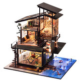 T-Yu Casa de bonecas DIY Valencia Coastal Villa Kit de móveis em miniatura para casa de bonecas Presente de coleção