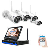 Hiseeu 10 inch Display 4 stuks 1080P Draadloos CCTV IP Camerasysteem 8CH NVR WiFi Video Surveillance Home Security Systeem Kit