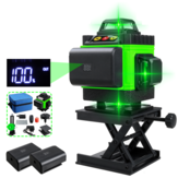 Nível a laser 4D de 16 linhas, Linha a laser verde, Auto-nivelamento, Linhas horizontais e cruzamento vertical de 360 graus com 1/2 bateria para uso externo