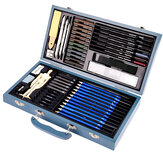 60pcs/set Sketching Pencil Set Professional Charcoal Brush Drawing Pencil Kit Wood Box Art Supplies for Adult Painting