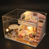 Hoomeda M033 Pink Loft DIY House met meubels Music Light Cover miniatuur Decor Toy