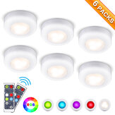 6 Elfeland Schrankleuchten RGB Led-Nachtlichter mit Fernbedienung Treppenlicht Schranklicht mit Batterie für Schränke, Kleiderschrank Küche Schlafzimmer