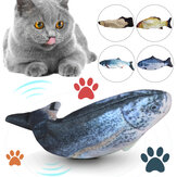 Игрушки для кошек с электронным зарядом USB Плюш, имитирующие прыгающую рыбу для взаимодействия с домашними питомцами