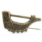 Китайский античный старый стиль ретро латунь замок замок коробка ювелирных изделий шаблон рыбы с ключом