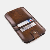 Men Genuine Leather Retro Pull Tab Phone Leather Case Bag Money Clip With Card Slot