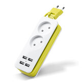 Prise de Courant Portable avec Prise Murale USB Intelligente de Voyage avec Prise EU et 4 Chargeurs USB