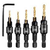 5pcs Countersink Drill Woodworking Drill Bit Set Drilling Pilot Holes For Screw Sizes #5 #6 #8 #10 #12
