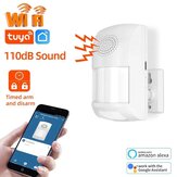 Tuya WiFi Infrarot PIR Bewegungssensor zur Sicherheit, Präsenzsensor mit Einbruchsalarm und akustischer Benachrichtigung, Kompatibel mit Alexa