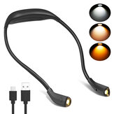 AMBOTHER Lampada da collo USB ricaricabile nera con 3 temperature di colore, alimentazione a batteria, regolazione continua della luminosità per la lettura