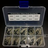 200 stuks 10 waarden 12V diode assortiment kit box 20 stuks elk waarde 1N4001-1N4007 1N5817-1N5819