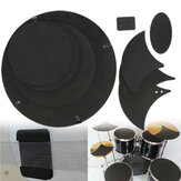 Conjunto de 10 almohadillas de práctica de tambor con silenciadores de goma para disminuir el sonido del bajo y la caja
