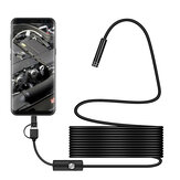 Bakeey 3 in 1 7mm 6Led Type C Micro USB Borescope Inspection Camera Soft Cable for Android PC