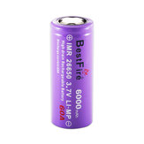 BestFire 1pc 26650 Batterie Li-ion rechargeable 6000mAh 60A 3.7V Batterie