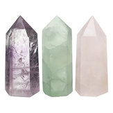 3 peças naturais de quartzo rosa fluorita verde obelisco de cristais de ametista para cura com varinha