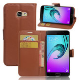 Litschi Leder Magnetische Flip Halterung Karte Solt Brieftasche Fall für Samsung Galaxy A3 A5 A7 2017