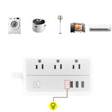 DHEKINGD D222 US Plug Sockets with 3 Outlet 3 USB Sockets Overload Switch Surge ProtectorWith Extension Cable Switch Power Outlet