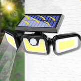 74LED/100COB 3 Modos de Luz Solar de Parede Três Cabeças Luminária de Sensor Externo