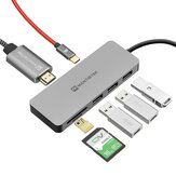 MantisTek® H3 7-in-One Type-C zu USB 3.0 4K Display PD Lade-Hub TF SD-Kartenleser