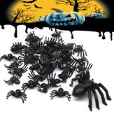 50 Uds. De arañas de plástico para Halloween, decoración divertida de juguete de broma