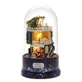 DIY glazen bal poppenhuis Star Dreams miniatuur meubels Kit roterende muziek LED licht Kids Gift
