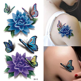 Colorido 3D mariposa flor rosa Tatuaje pegatina Impermeable etiqueta temporal DIY arte corporal 