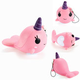 Squishy Narwhal Uni Whale Pink 11cm Slow Rising Cute Soft Collection Gift Decor Toy