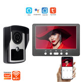 7 calowy system wideodomofonowy z WiFi Tuya 1080P z aplikacją do zdalnego otwierania drzwi, wodoodporny z nocnym widzeniem i bezprzewodowym dzwonkiem wizualnym z monitorem LCD do zabezpieczenia domu lub mieszkania.