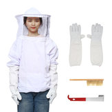 4 sztuki bezpiecznego, chroniącego przed pszczołami pokrowca na kapelusz do pszczelarstwa, rękawiczek do pracy, pędzla do uli i narzędzia w kształcie litery J