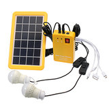 Солнечная система на 3 Ватта с зарядным устройством для солнечных панелей, генератором питания 5V USB и 2 лампами