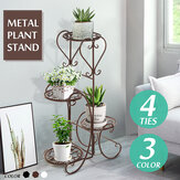 Soportes de plantas de 4 niveles para plantas de interior y exterior, estante de metal para exhibir macetas de flores